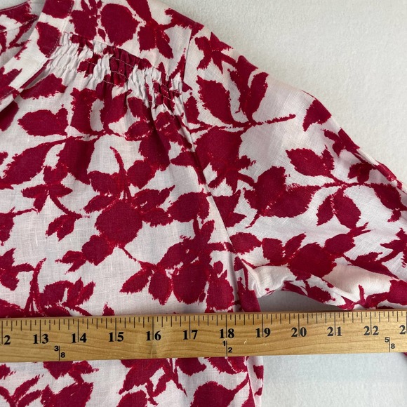 Pure Linen John Lewis Floral Long Sleeve Linen Blouse SZ 12 - Picture 6 of 10